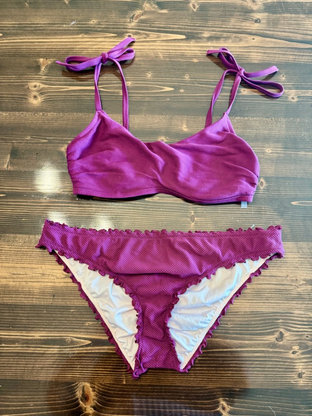 Shade &‎ Shore Women's Purple Ruched Bikini 34D Top/L Bottom